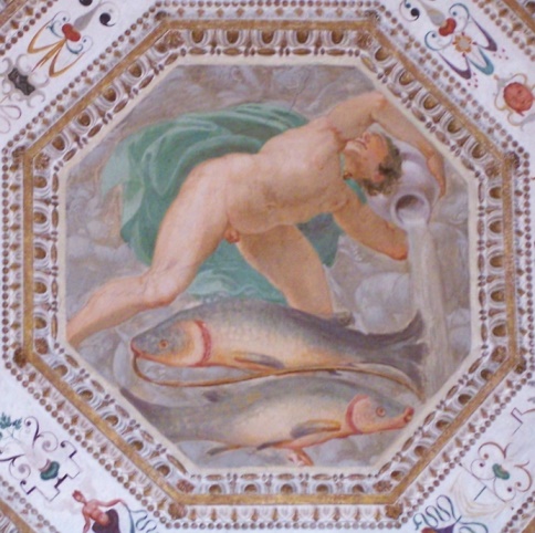 The transition between Pisces and Aquarius (Fresco in Palazzo Chiericati, Vicenza, Italy)