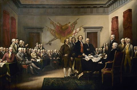 The American Declaration of Independence presented to the Congress (by John Trumbull, 1819)