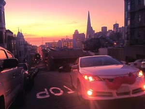 Lyft's pink car mustache (photo by Pkg203). Lyft is one of the many car sharing program in existence throughout the world.